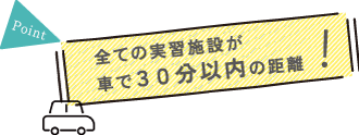 すべての実習施設が車で30以内の距離！